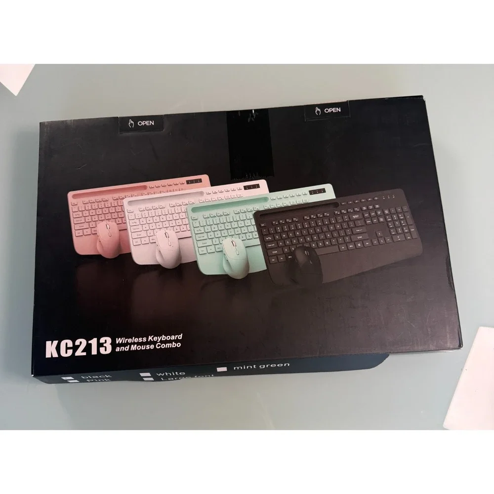 KC213 Wireless Keyboard & Mouse Combo 2.4 GHz Black Open Plug&Play Box Untested